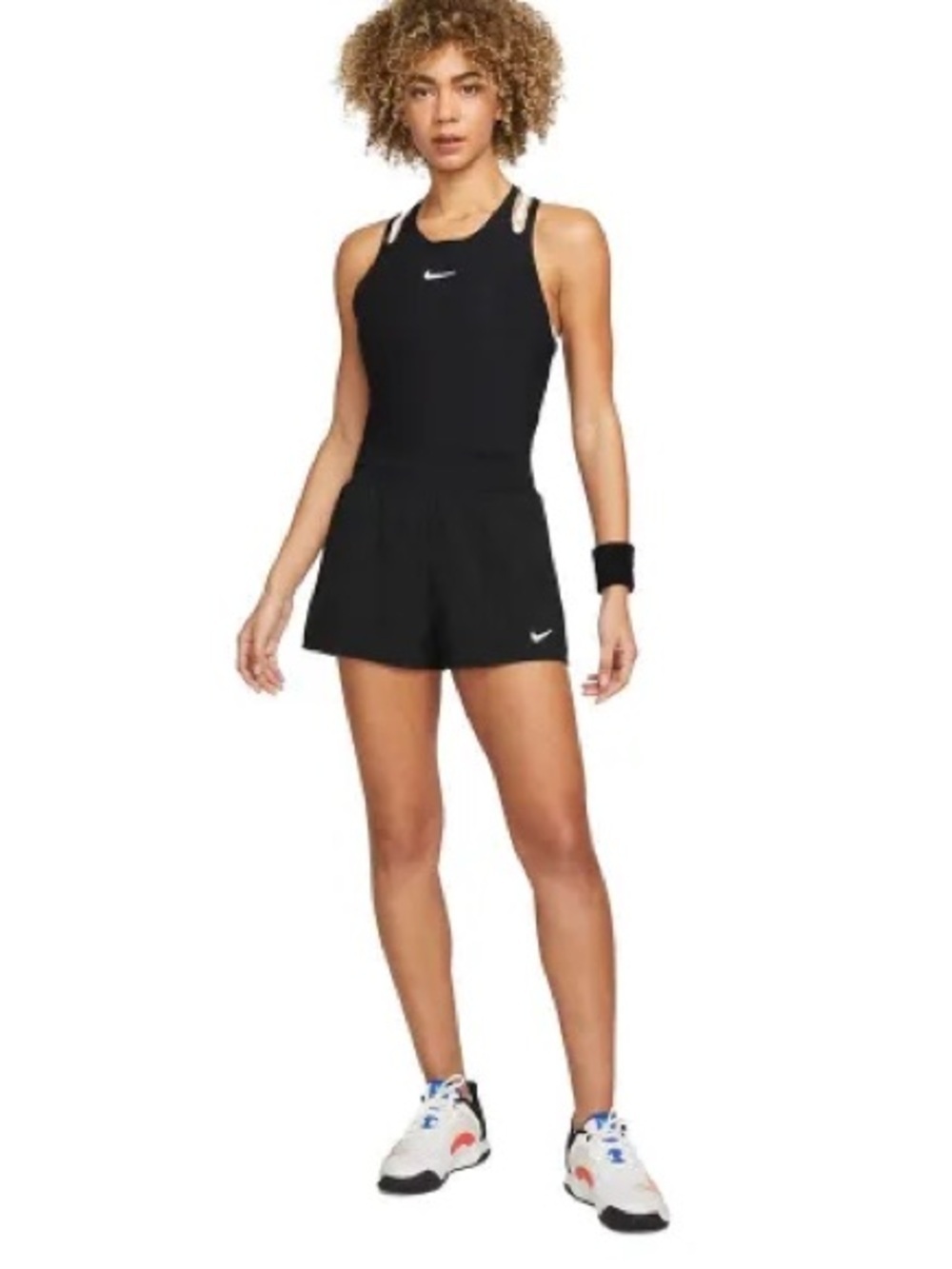 Nike Women’s Black Athletic Layered Running Shorts with Swoosh XS NWOT Pockets - Picture 4 of 16